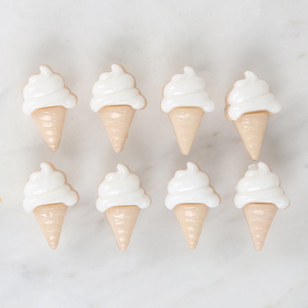 Loren Crafts 8-piece White Ice Cream Button - 3070 - Image 2
