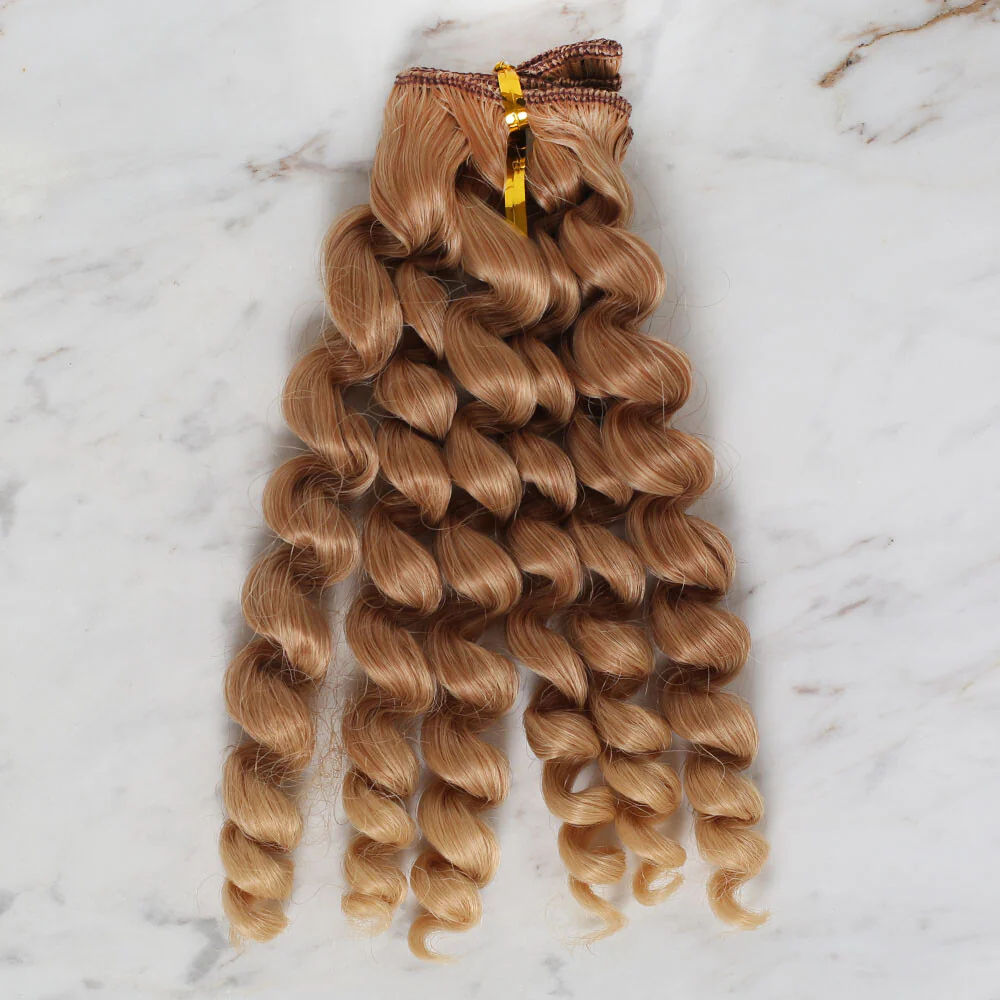 Loren Crafts Synthetic Doll Hair, Curly Fair-Brown - Image 2