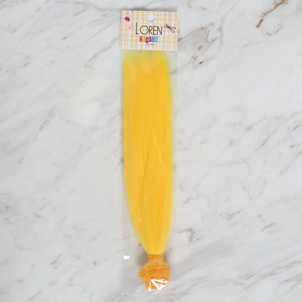 Loren Crafts Synthetic Doll Hair, Straight Yellow