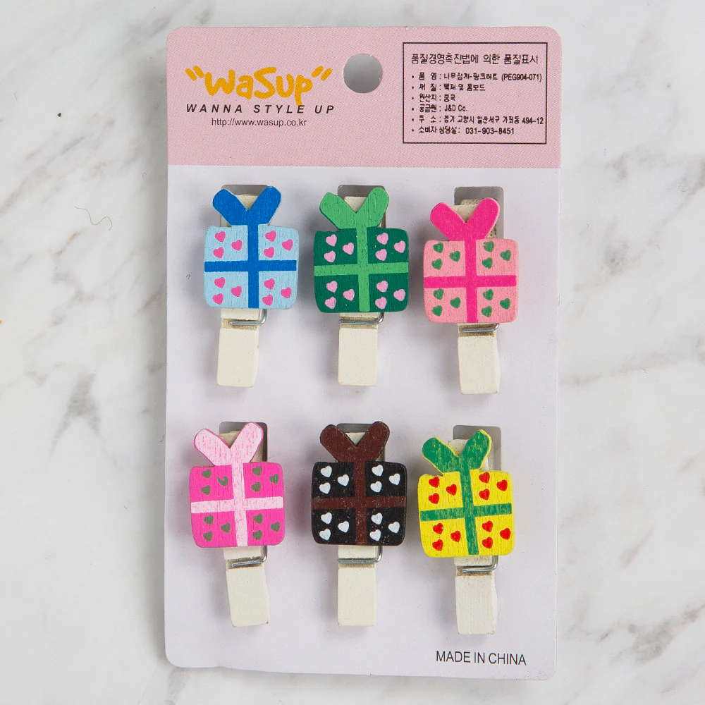 Loren Decorative Wooden Pegs (6 pcs), Gift Boxes