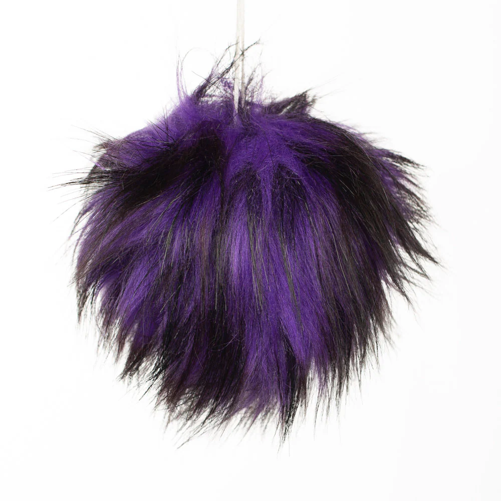 Loren Faux Fur Pom Pom, Multi Purple