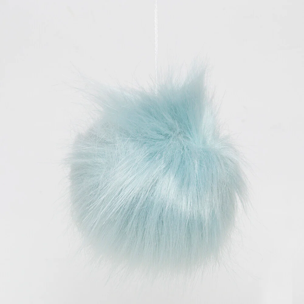Loren Faux Pom Pom, Light Blue