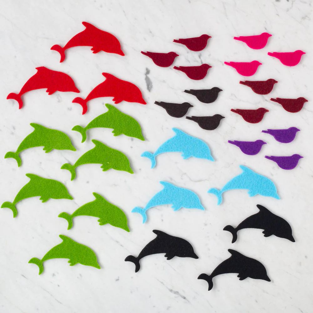 Loren 10 Packs Die Cut Felt Set -  Dolphin and Bird