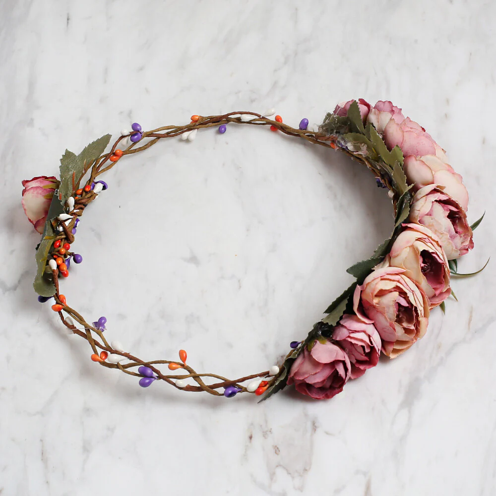 Loren Floral Circle Crown, Dusty Pink - Image 2