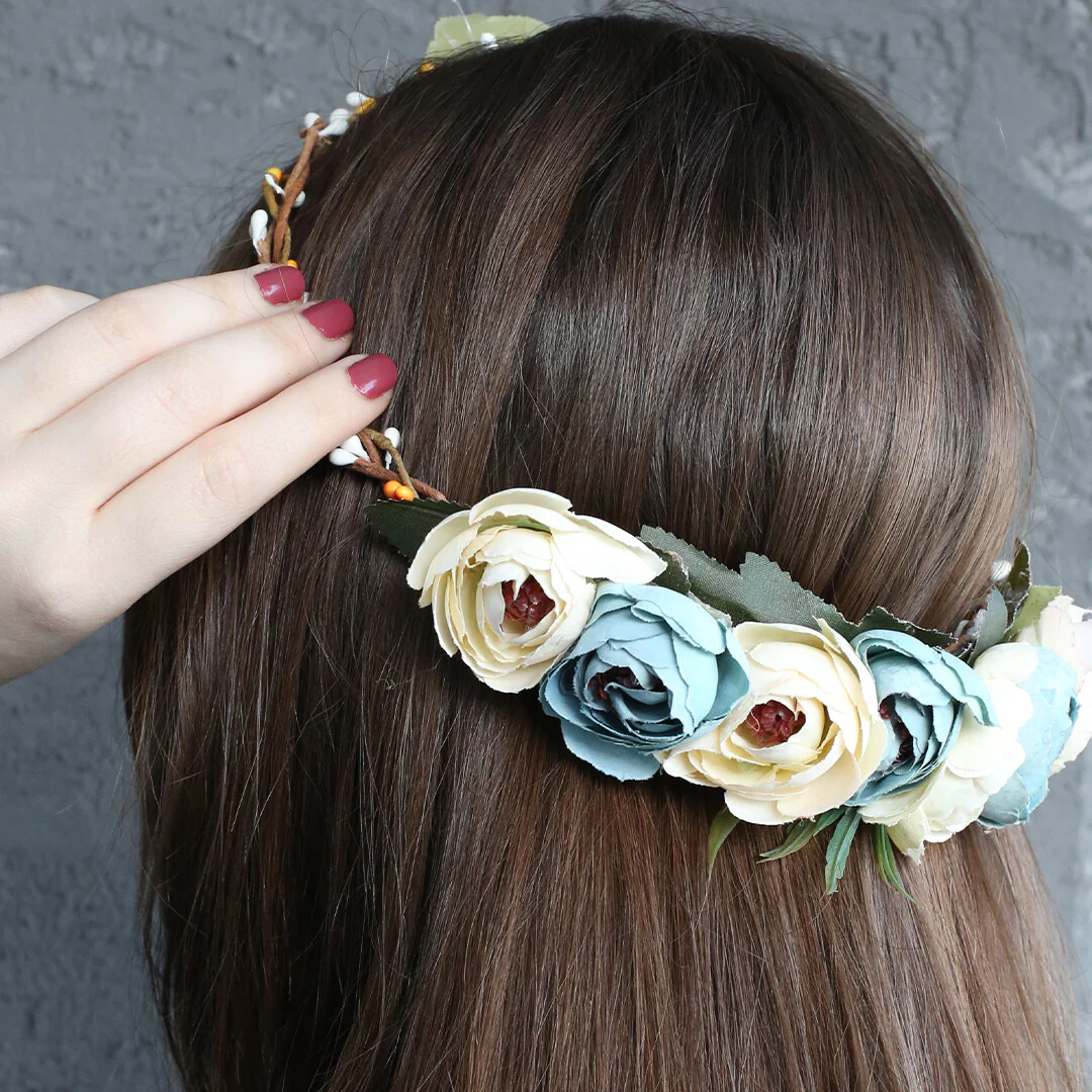 Loren Floral Circle Crown, Red - Image 5