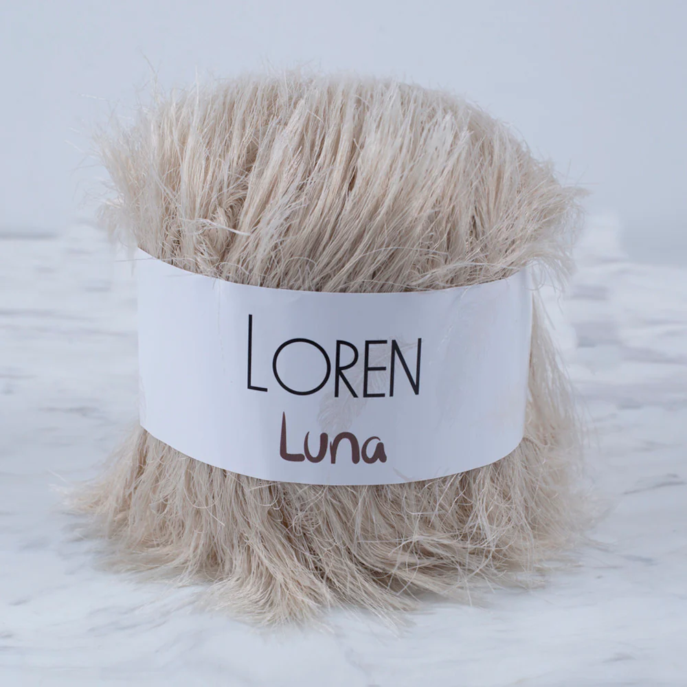 Loren Luna Eyelash Yarn, Beige - R084