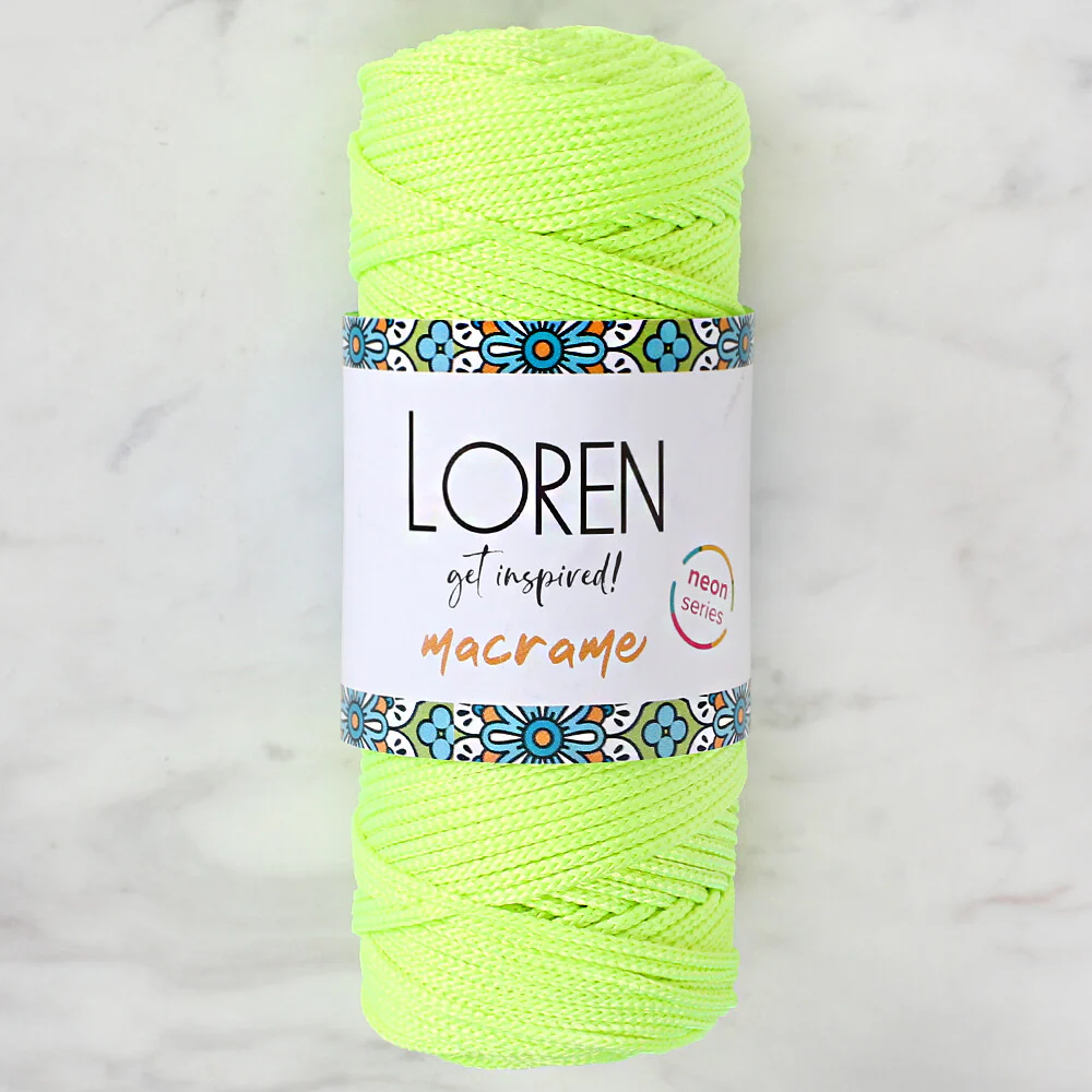 Loren Macrame Knitting Yarn, Neon Yellow - L114