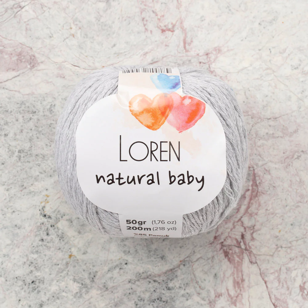 Loren Natural Baby Yarn, Light Grey - R080