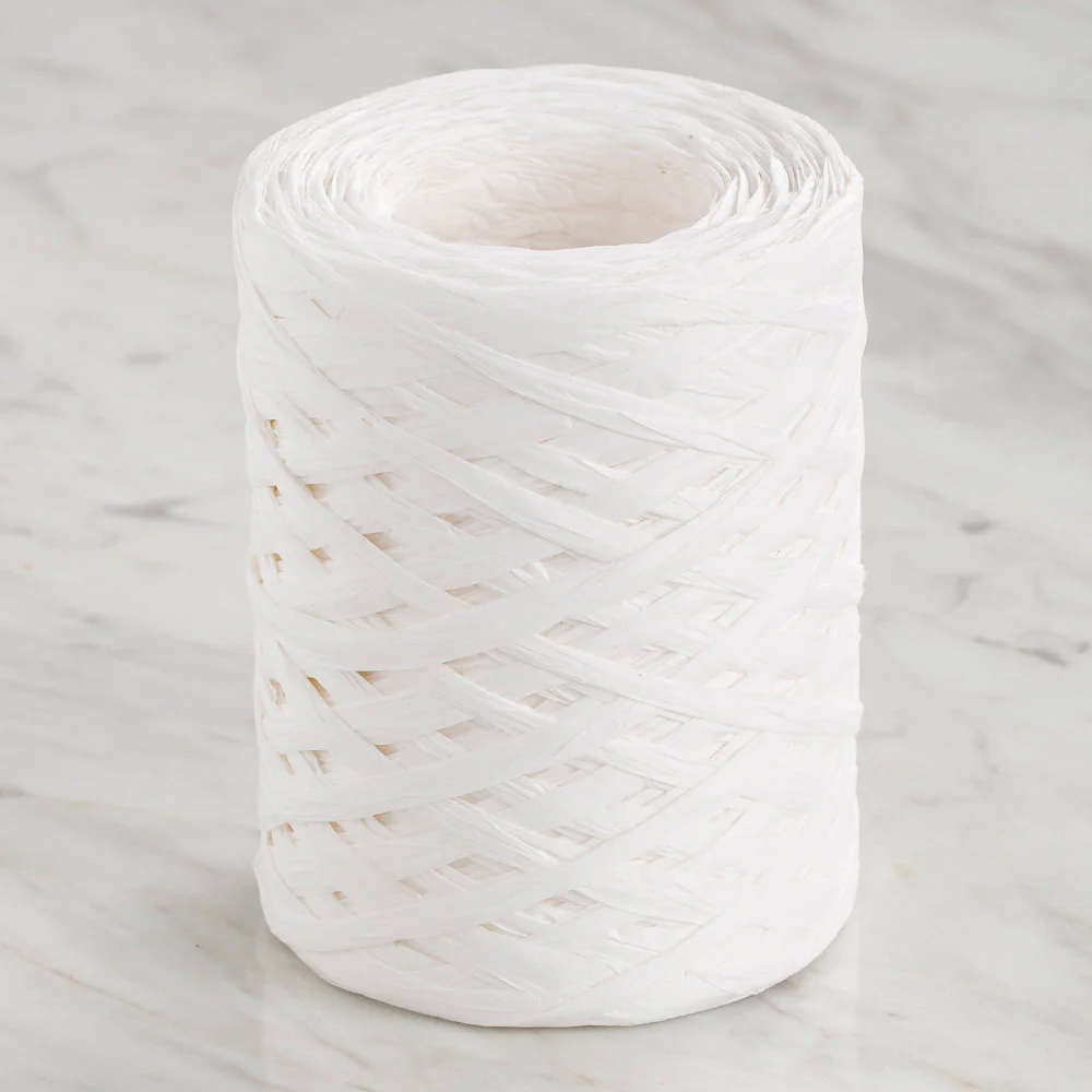 Loren Natural Raffia Paper Yarn, White - 1
