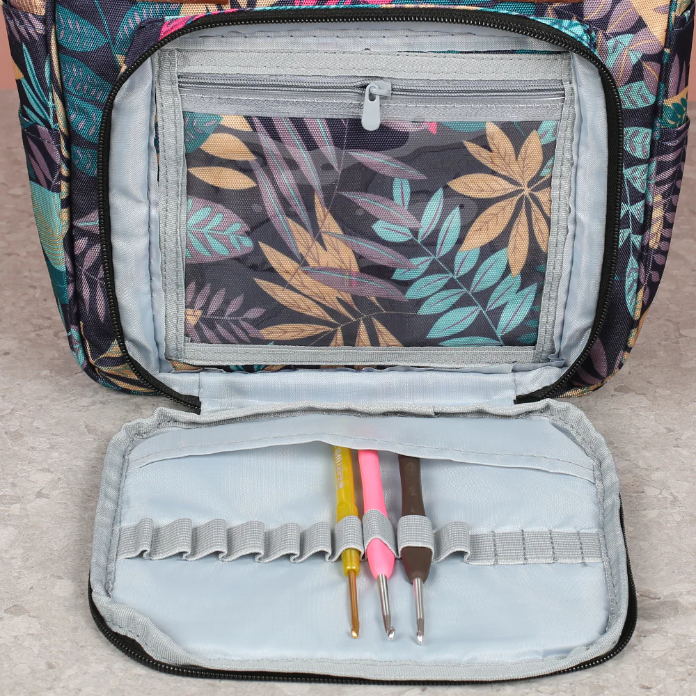 Nas Knitting Bag, Navy Blue Floral - Image 5