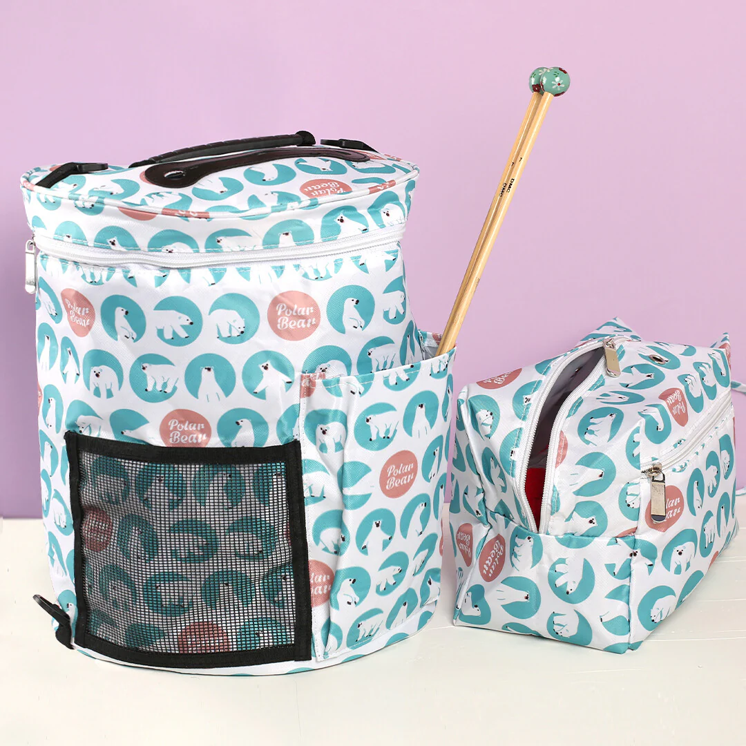 Loren Yarn Storage Knitting Patterned Tote Organizer Bag - Polar Bear- EB018 C2 - Image 5