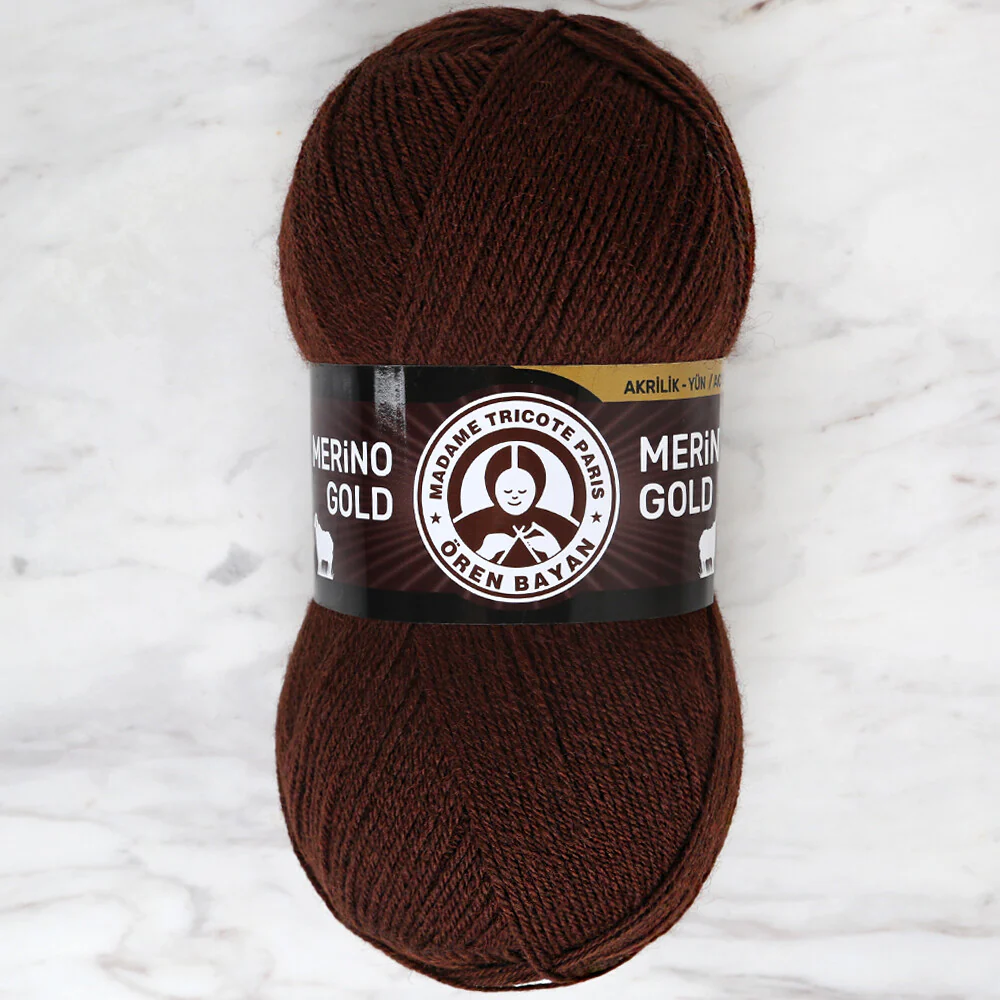 Madame Tricote Paris Merino Gold Knitting Yarn, Dark Brown - 083