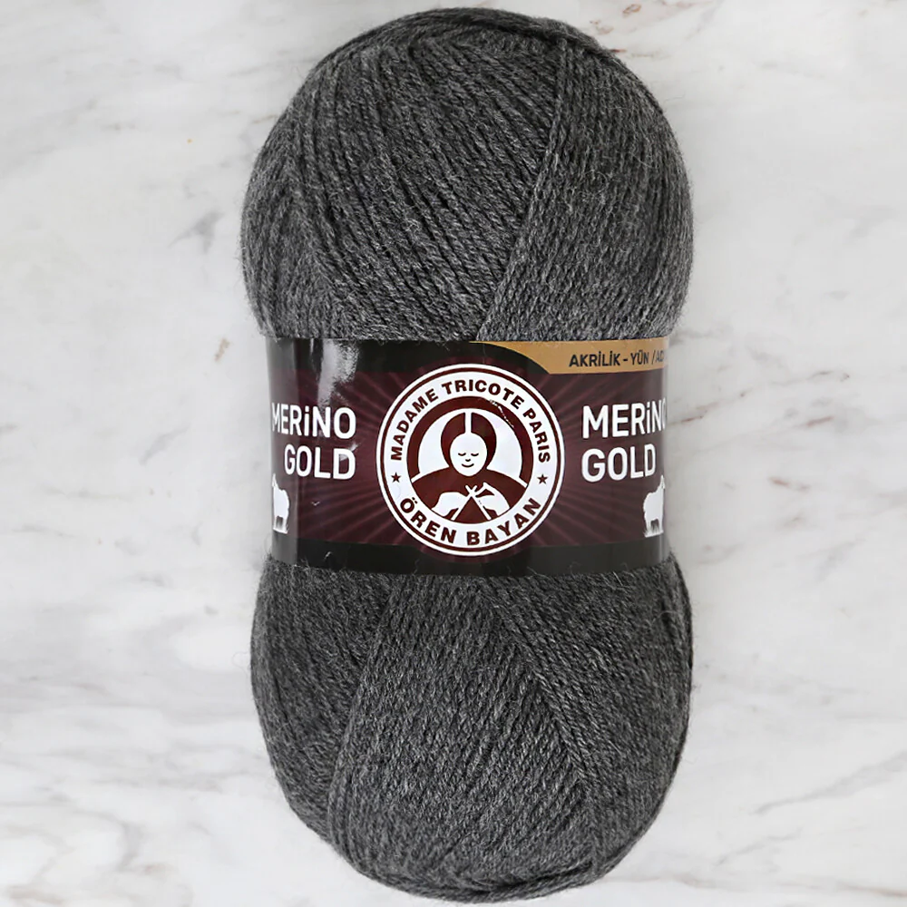 Madame Tricote Paris Merino Gold Knitting Yarn, Dark Grey - 009