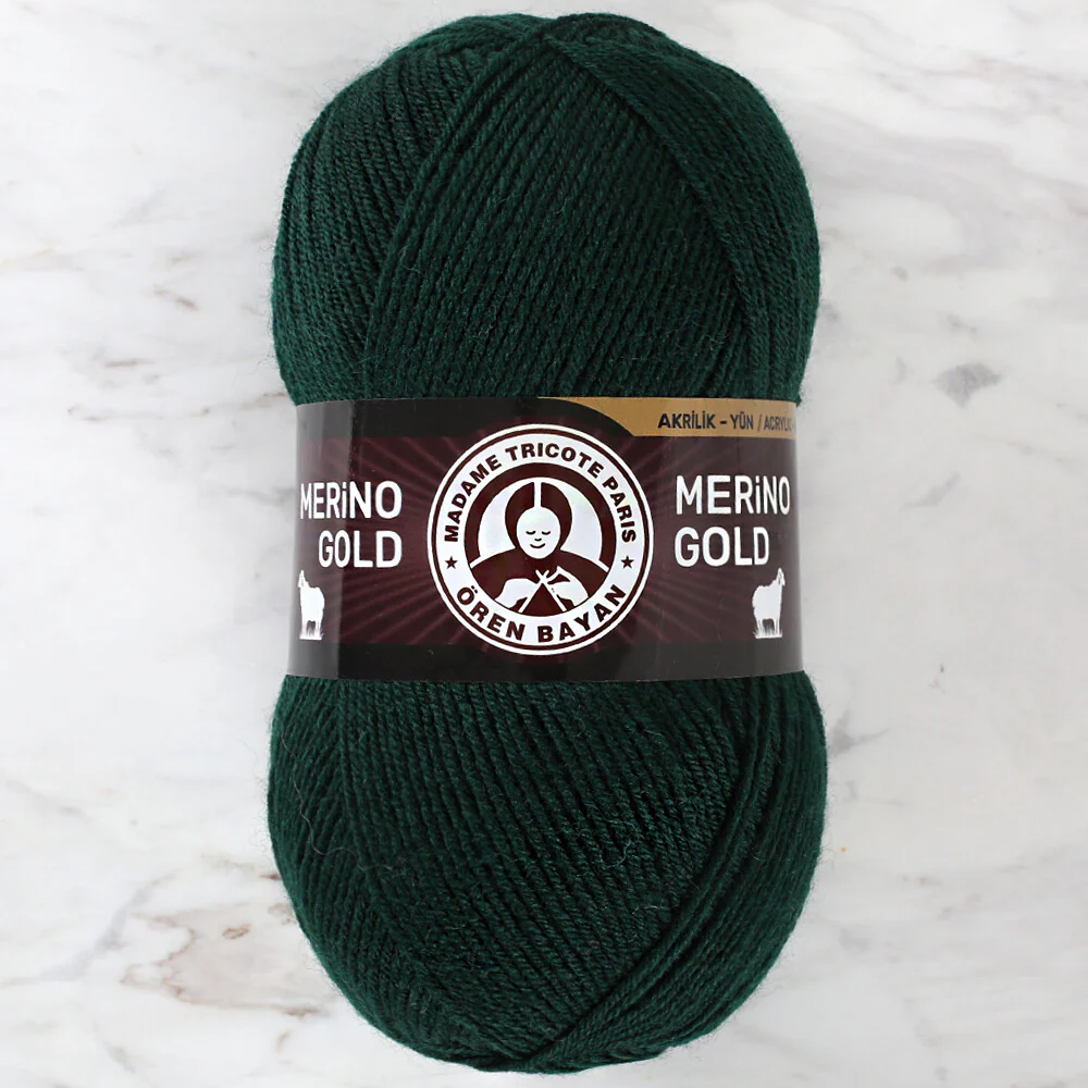 Madame Tricote Paris Merino Gold Yarn, Dark Green - 088