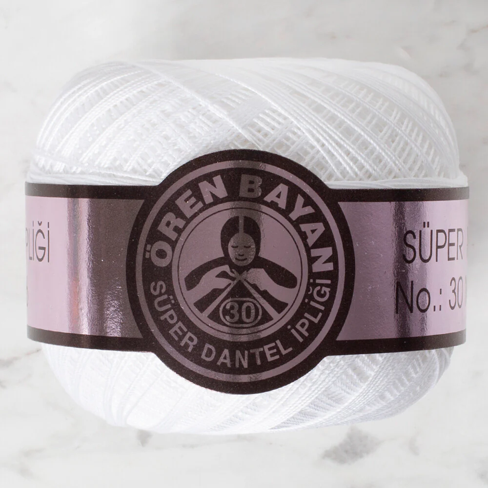 Madame Tricote Paris 100Gr 3 Ply Super Lace Thread Ball 30 No - White