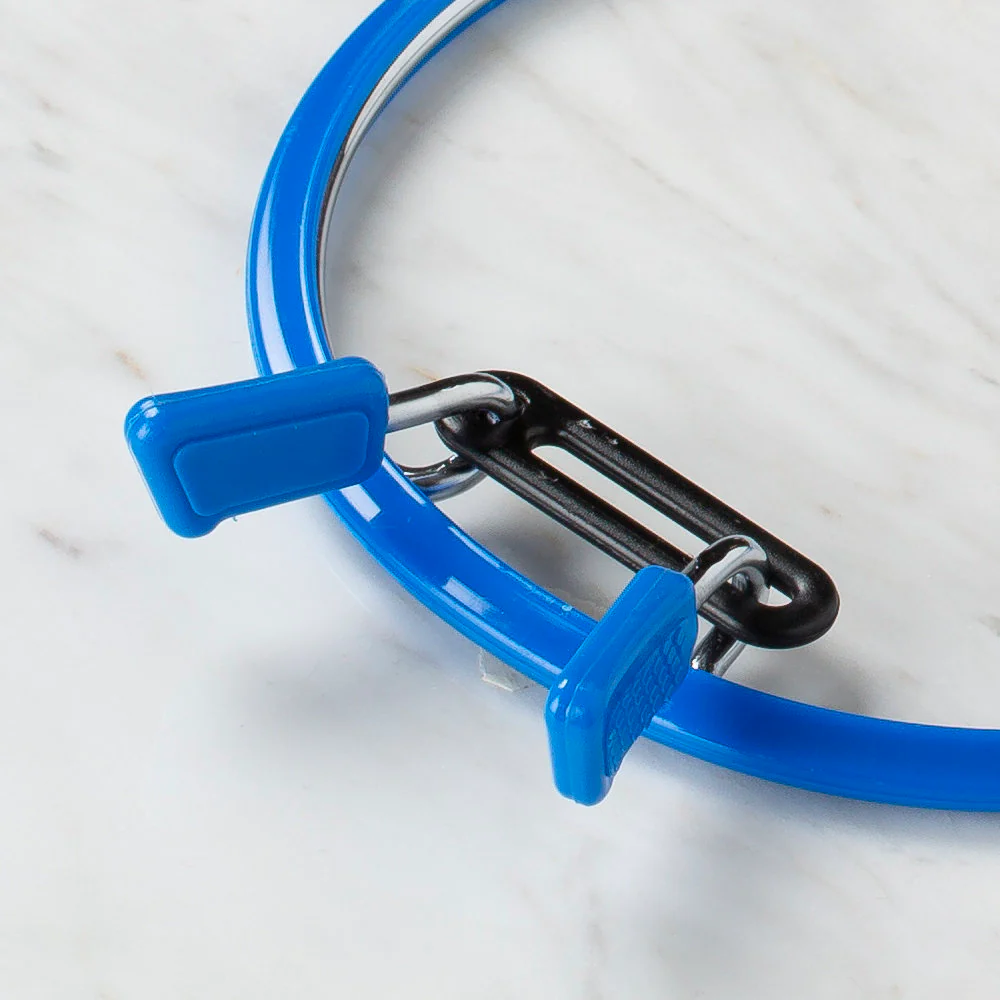 Nurge Metal Spring Tension Ring with Blue Plastic Frame Embroidery Hoop, 126 mm - Image 4