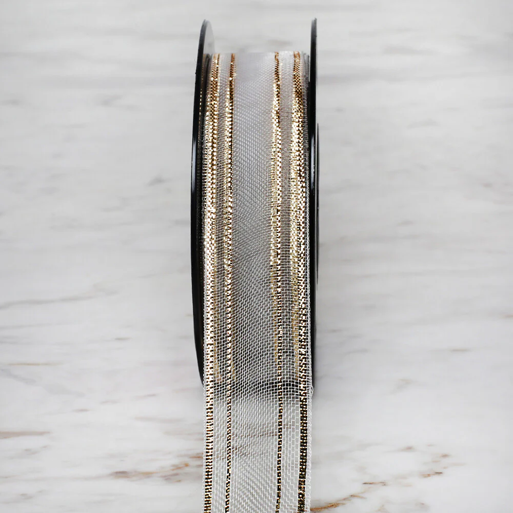 Önel 2.5 cm 20 m Silver Glittery Chifon Ribbon - Image 4