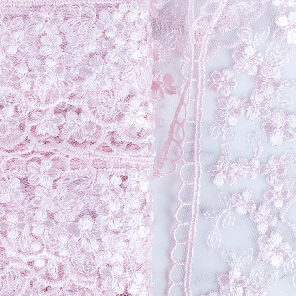 Önel Lace Ribbon, 5 cm, Light Pink, Flower Patterned - 3406 - Image 2