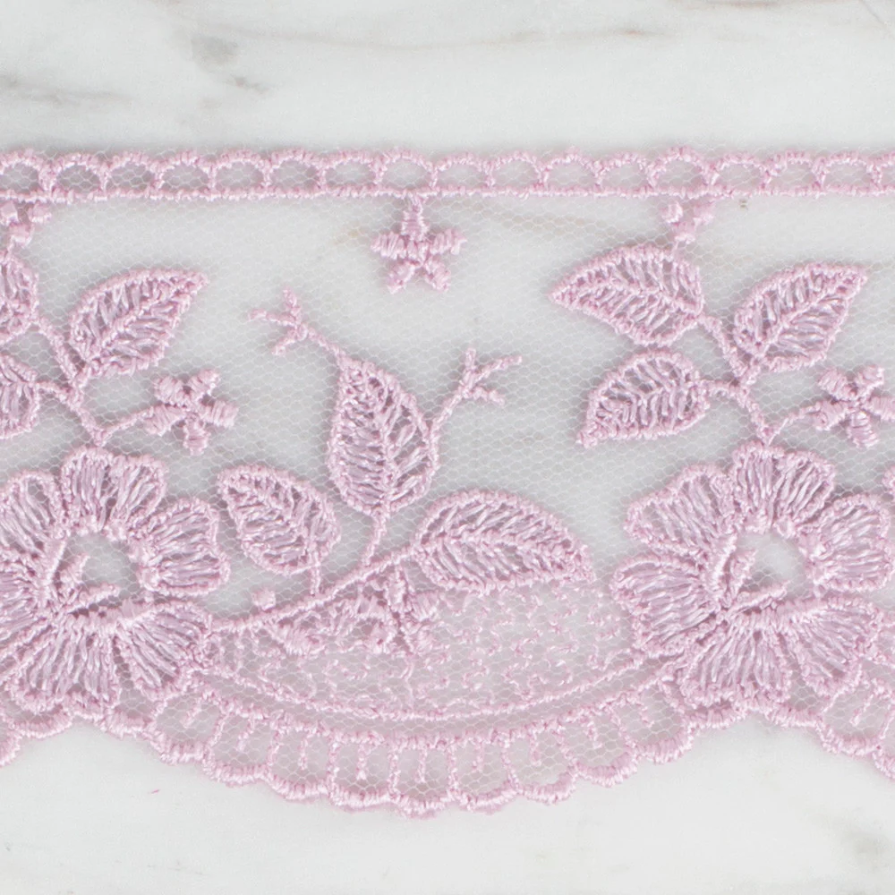 Önel Lace Ribbon, 5 cm, Lilac, Flower Patterned - 60