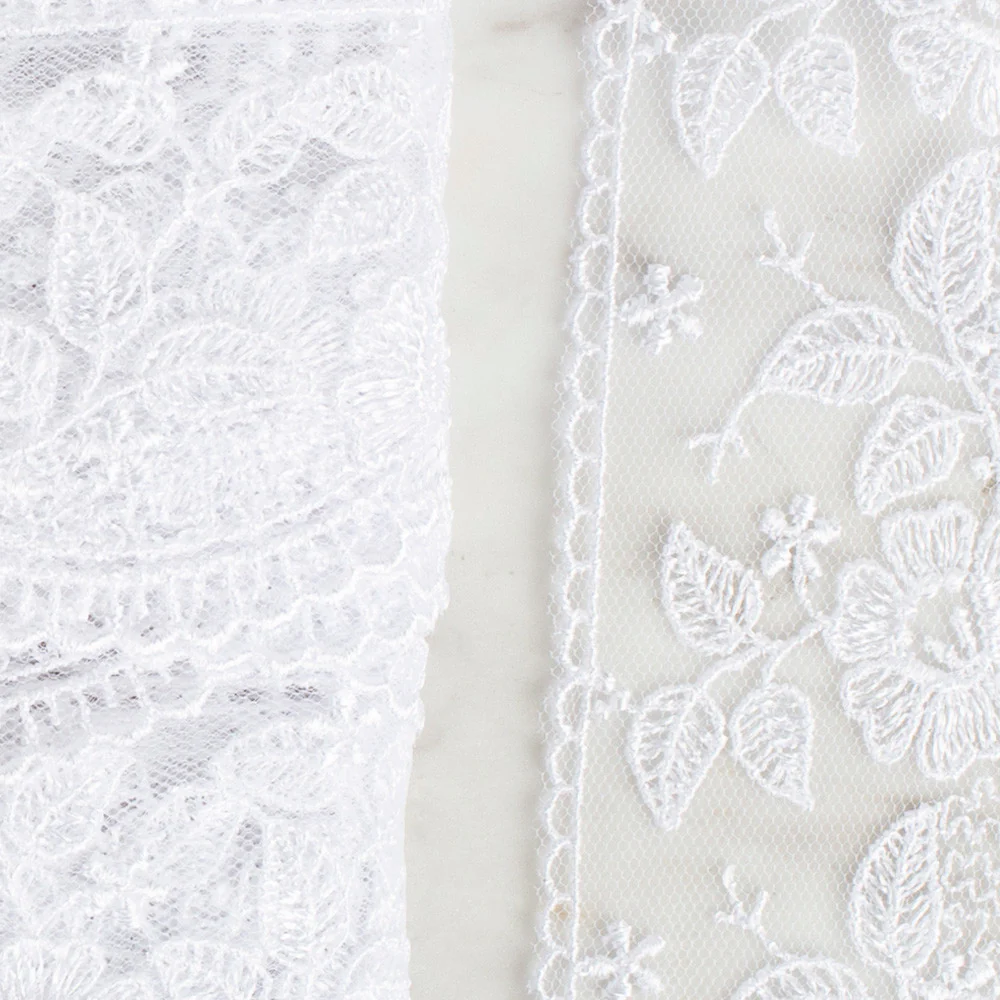 Önel Lace Ribbon, 5 cm, White, Flower Patterned - 60 - Image 2