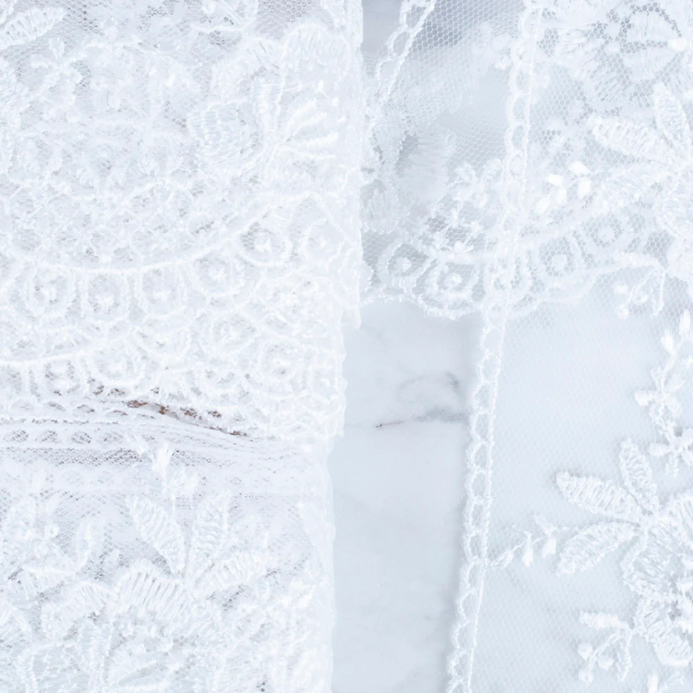 Önel Lace Ribbon, 7 cm, Ecru, Flower Patterned - 67 - Image 2