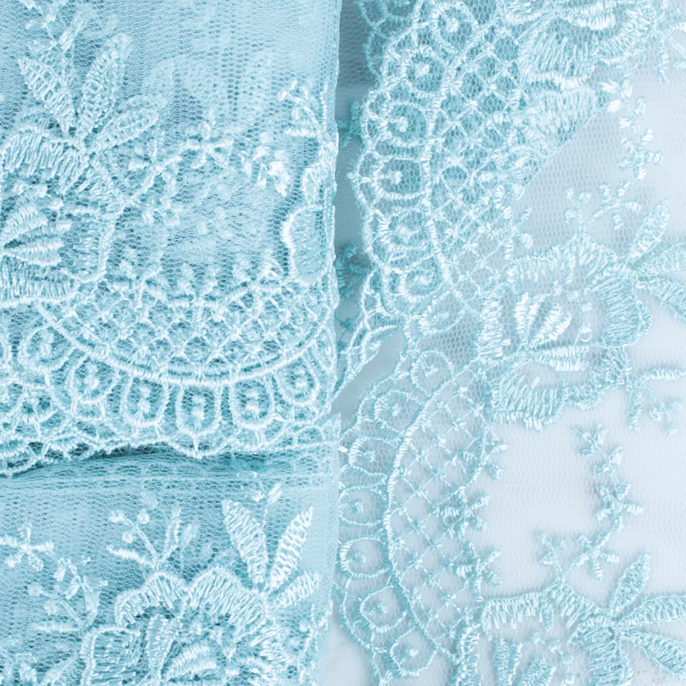 Önel Lace Ribbon, 7 cm, Sea Green, Flower Patterned - 67 - Image 2