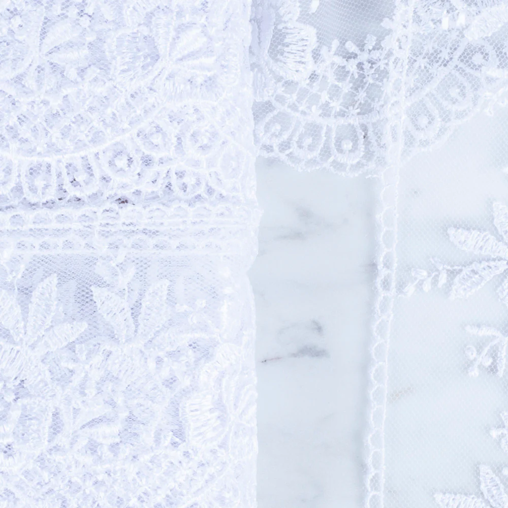 Önel Lace Ribbon, 7 cm, White, Flower Patterned - 67 - Image 2