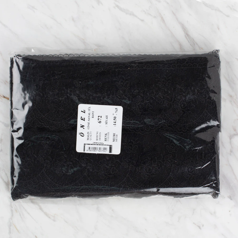Önel Lace Ribbon, 9 cm, Black, Flower Patterned - 672 - Image 3