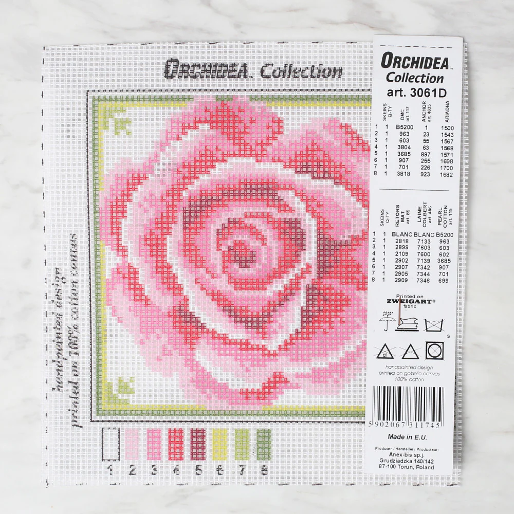 ORCHIDEA 15x15 cm Printed Gobelin, Rose - 3061D