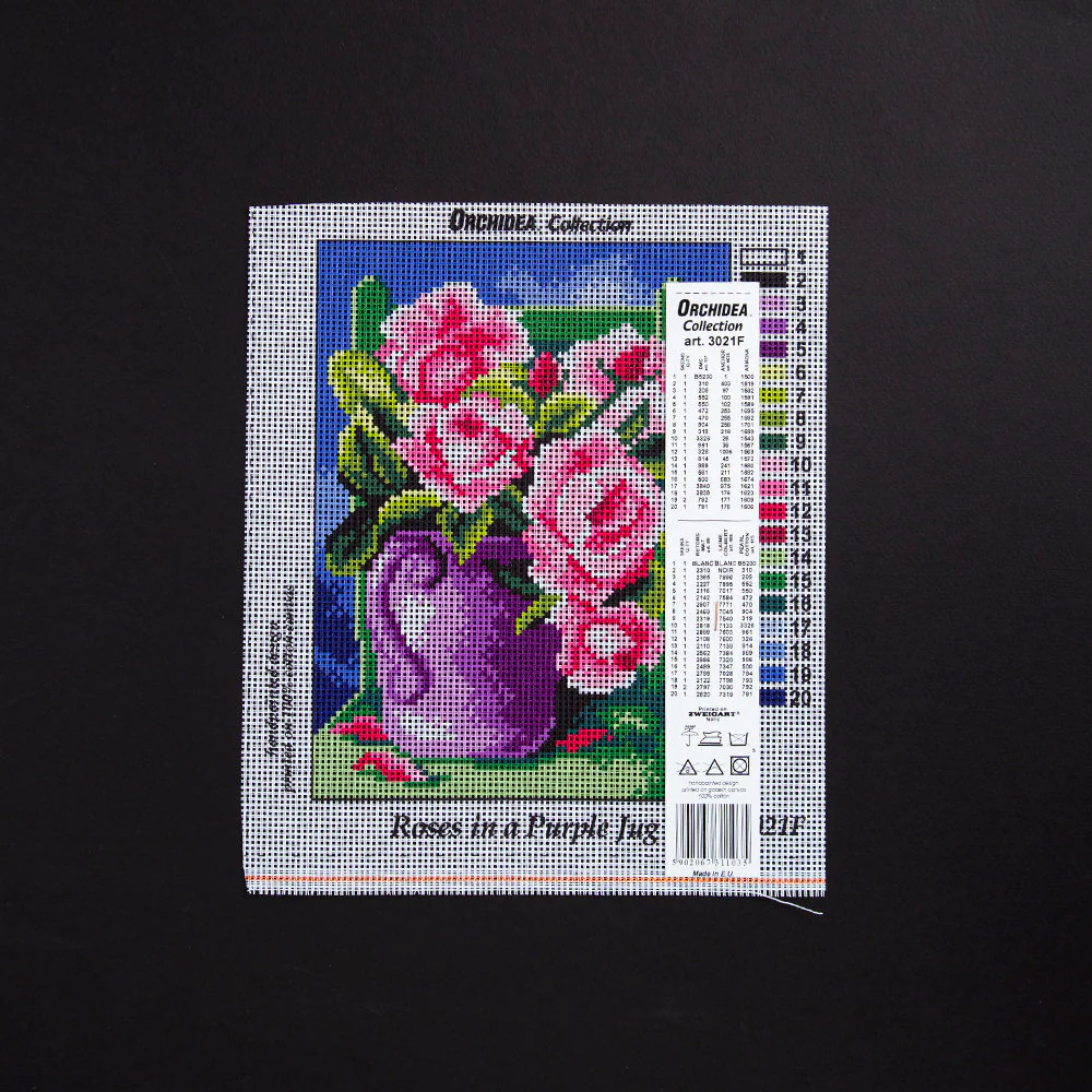 Orchidea 18x24cm Printed Gobelin, Roses in a Purple Jug - 3021F