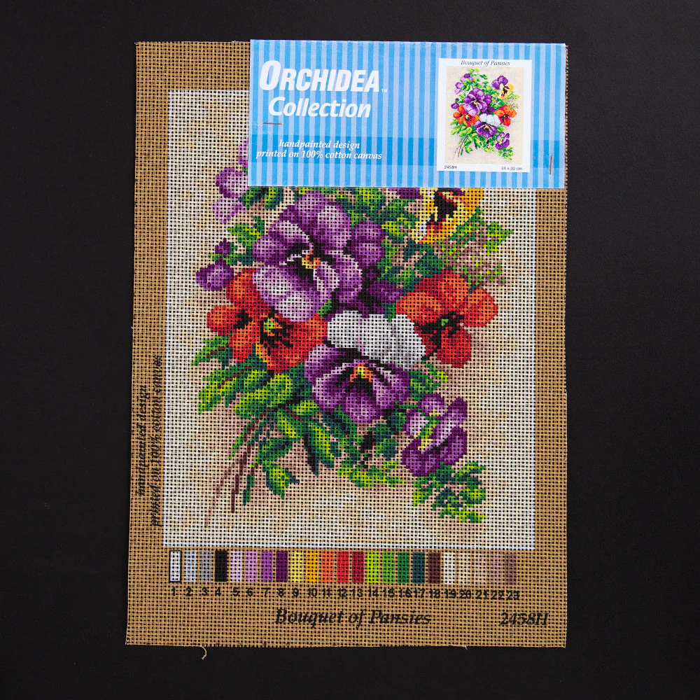 Orchidea 24x30cm Printed Gobelin, Bouquet of Pansies - 2458H