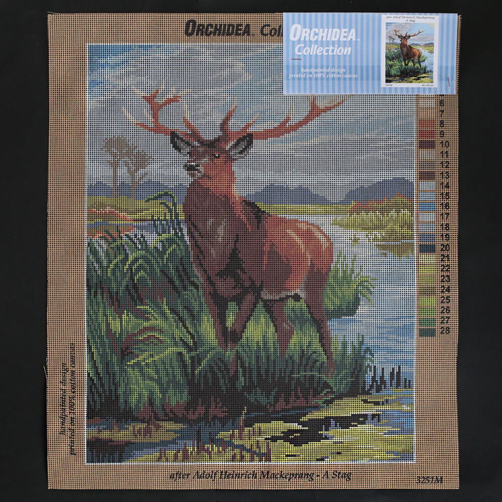 Orchidea 40x50 cm Adolf Heinrich Mackeprang - A Stag Printed Gobelin 3251M