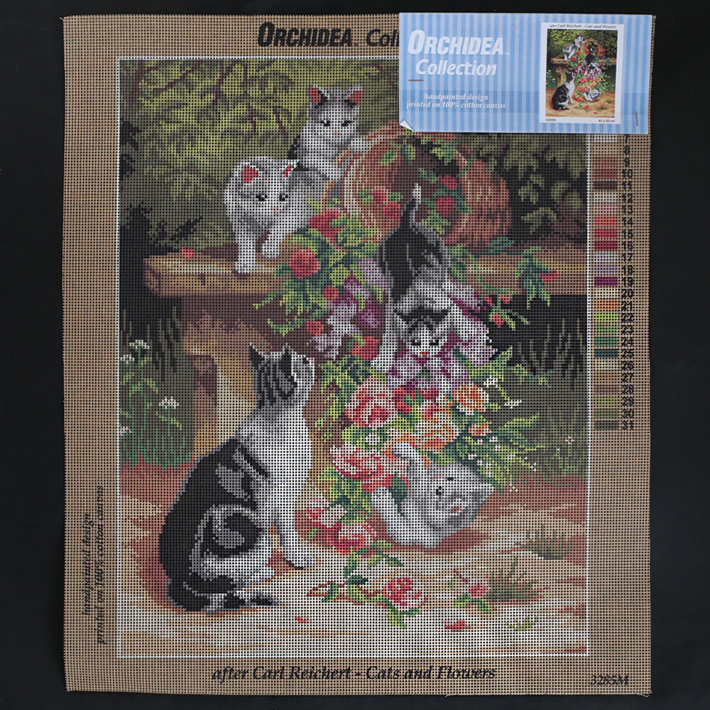 Orchidea 40x50 cm Carl Reichert - Cats And Flowers Printed Gobelin 3285M