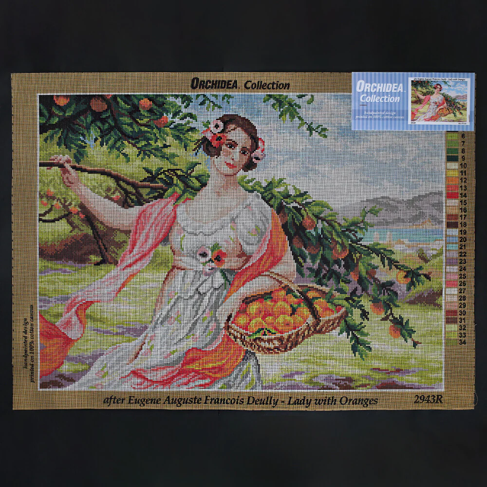 Orchidea 50x70 cm Eugene Auguste Francois Deully - Lady With Oranges Printed Gobelin 2943R
