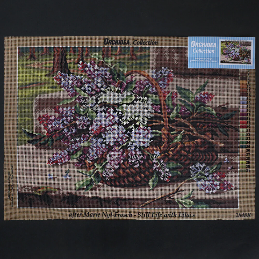 Orchidea 50x70 cm Marie Nyl - Frosch - Still Life With Lilacs Printed Gobelin 2848R