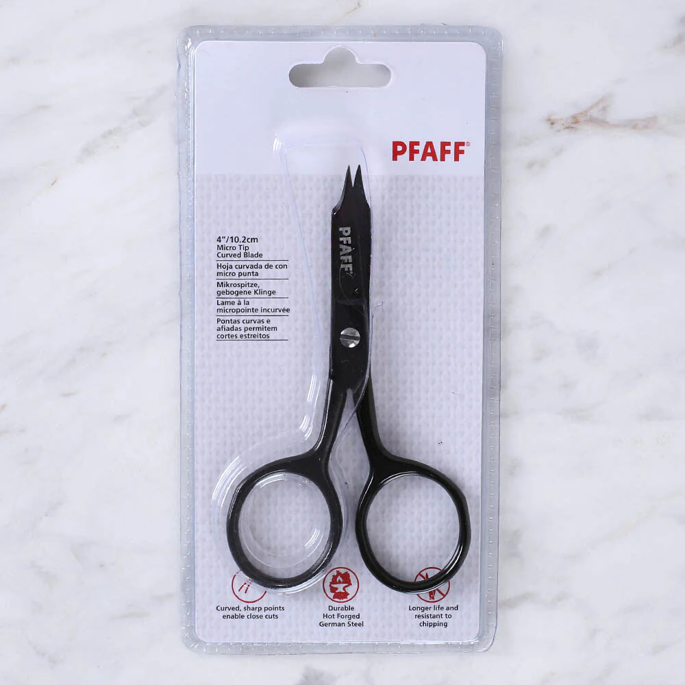 PFAFF Curved Pointed Embroidery Scissors 4 inch - Black