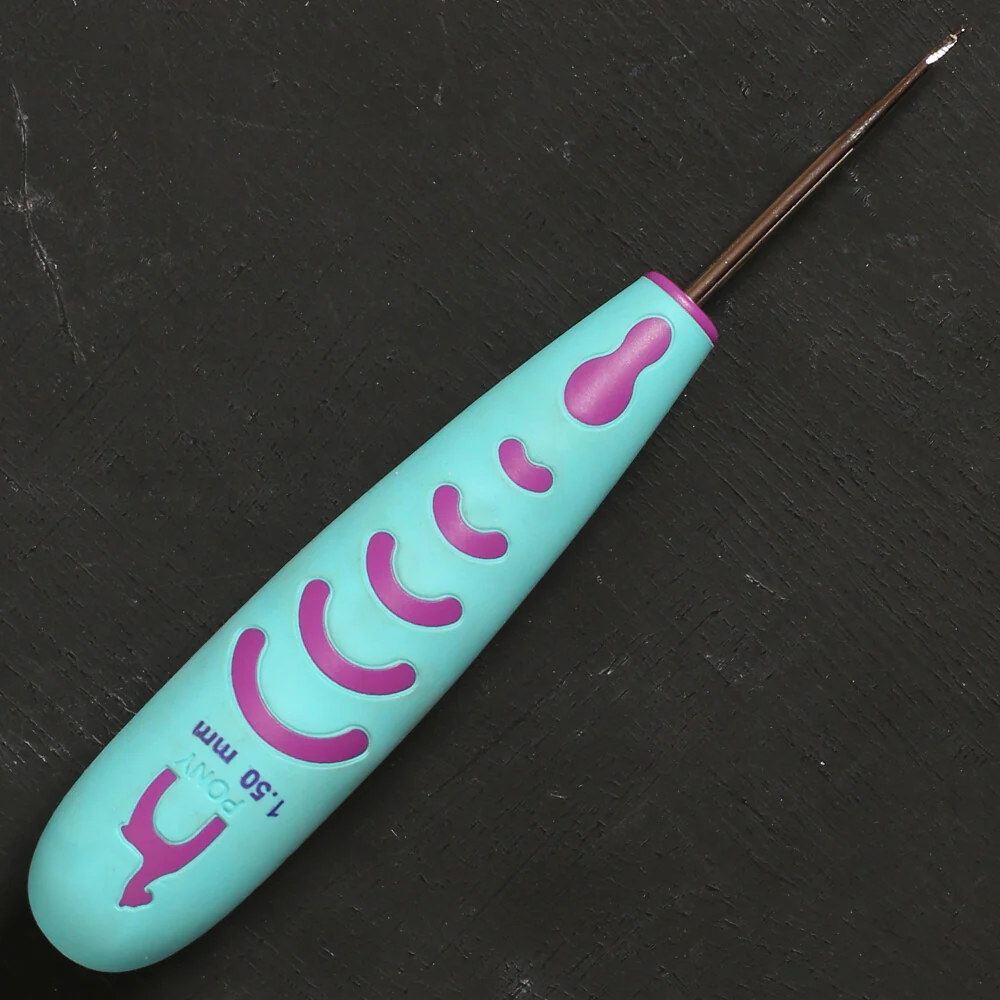 Pony 1.5 mm 13 cm Metal Lace Crochet Hook with Soft Ergonomic Handle - 59705 - Image 2