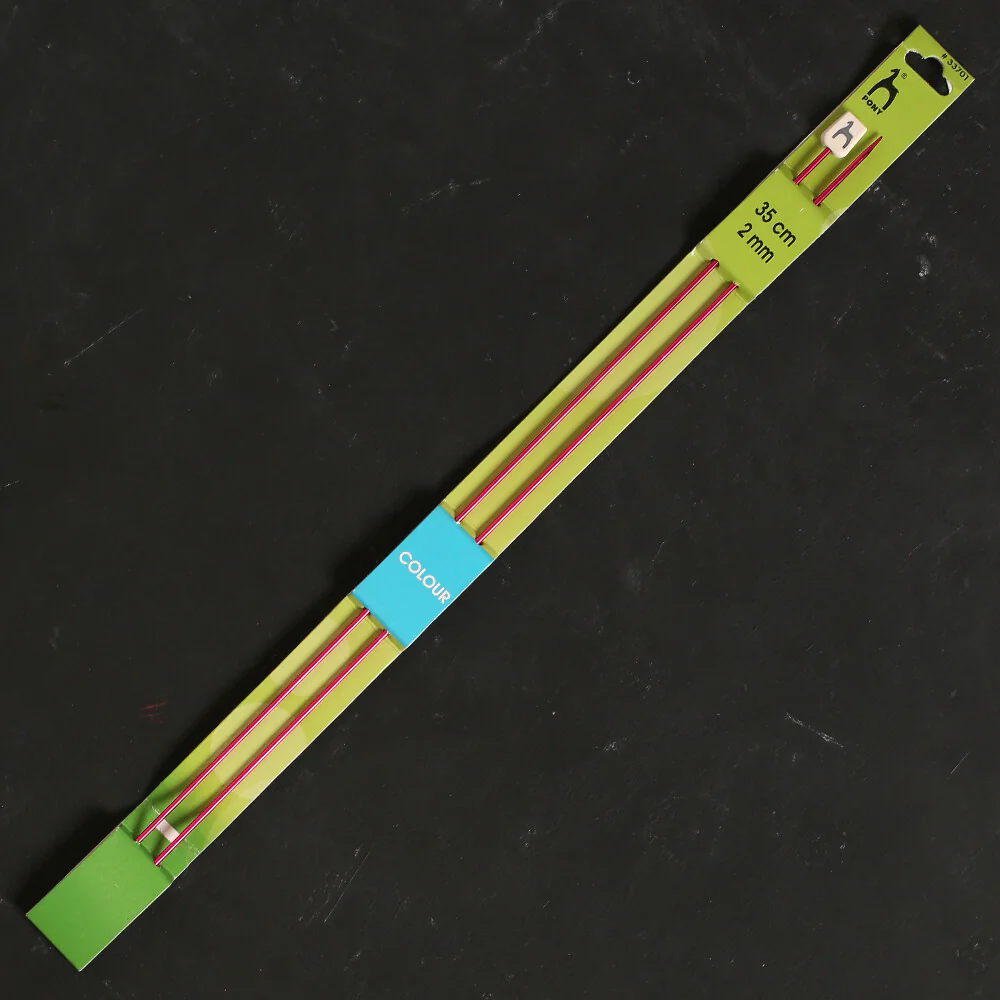Pony Colour 2 mm 35 cm Aluminum Knitting Needle, Fuchsia - 33701
