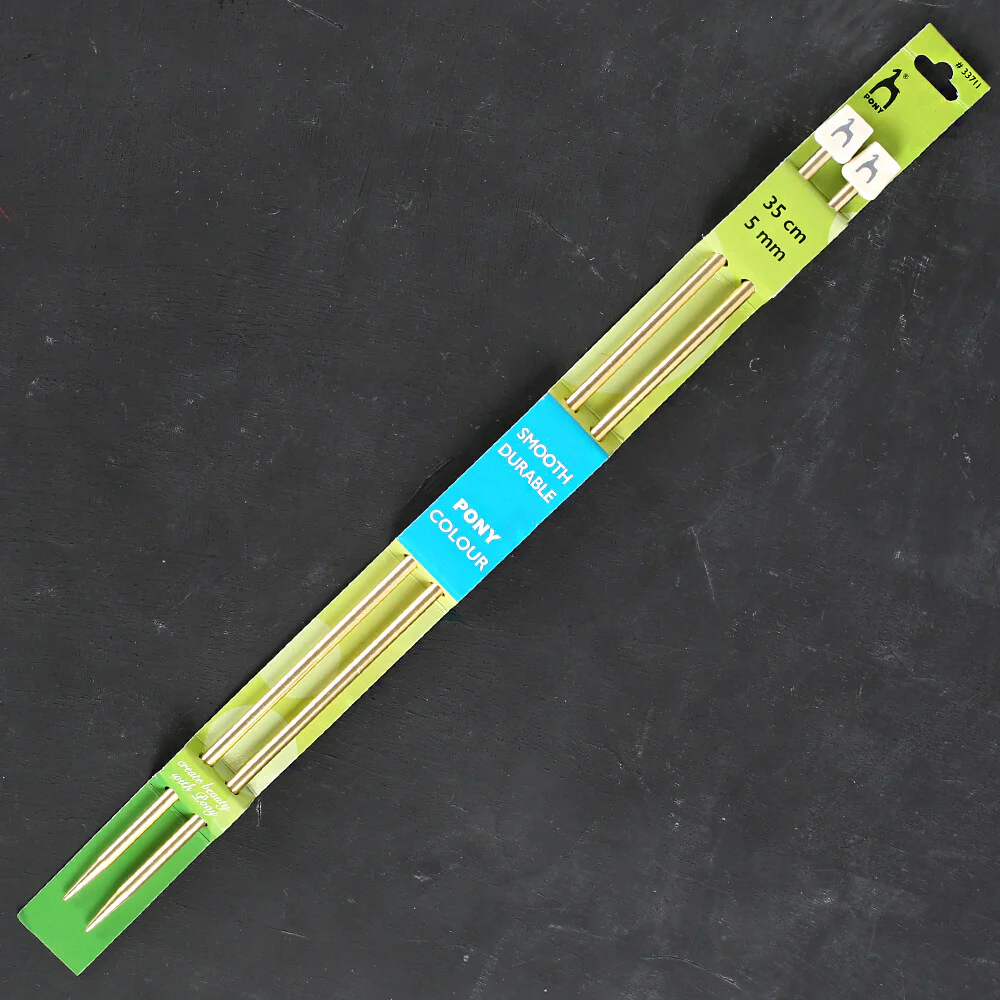 Pony Colour 5 mm 35 cm Aluminum Knitting Needle, Gold - 33711