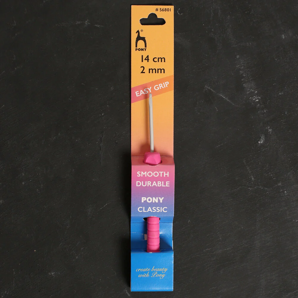 Pony Easy Grip 2 mm 14 cm Soft Handled Crochet Hook, Pink - 56801