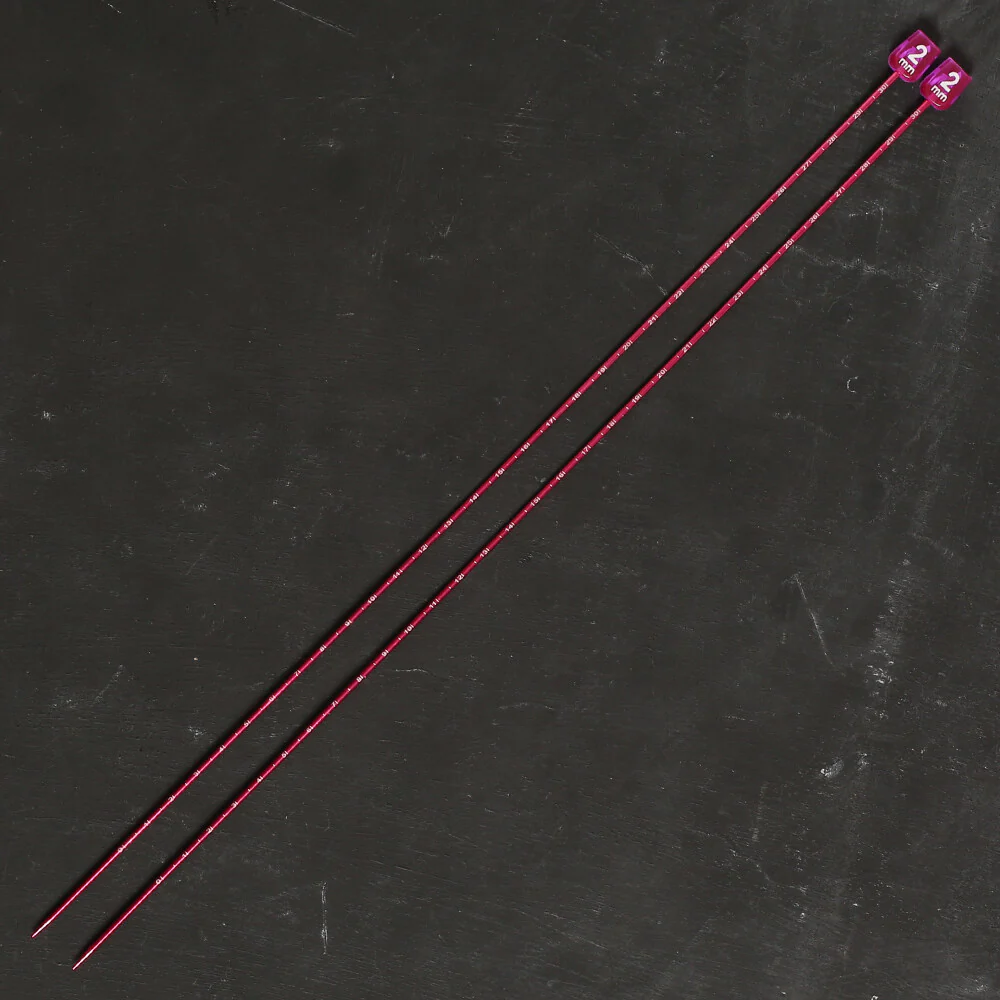 Pony Measure 2 mm 35 cm Aluminium Knitting Needles, Red - 34501 - Image 2
