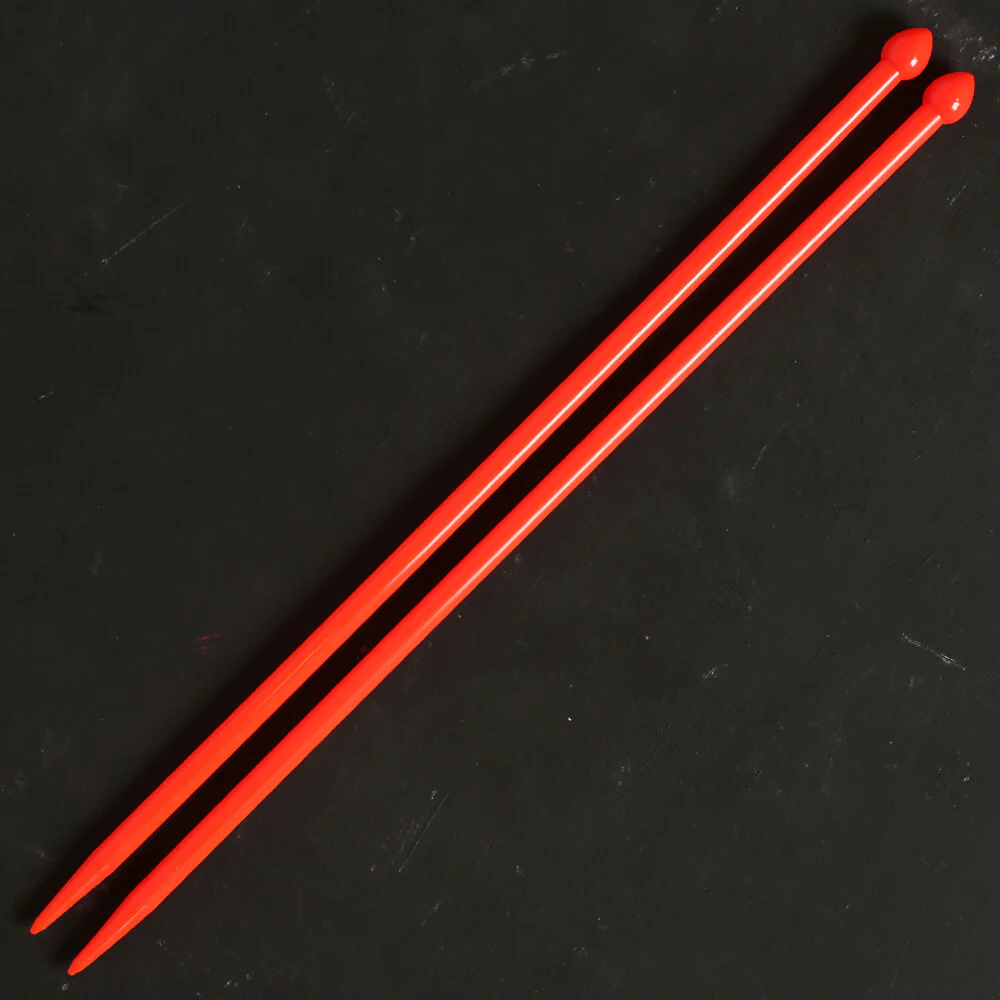 Pony Pearl 8 mm 35 cm Plastic Knitting Needle, Neon Orange - 33636 - Image 2