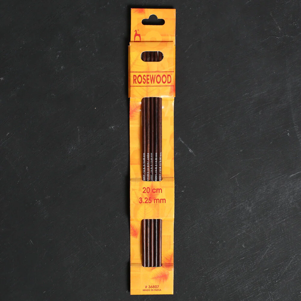 Pony Rosewood 3.25 mm 20 cm Rosewood Double Pointed Needles, Set of 5 - 36807