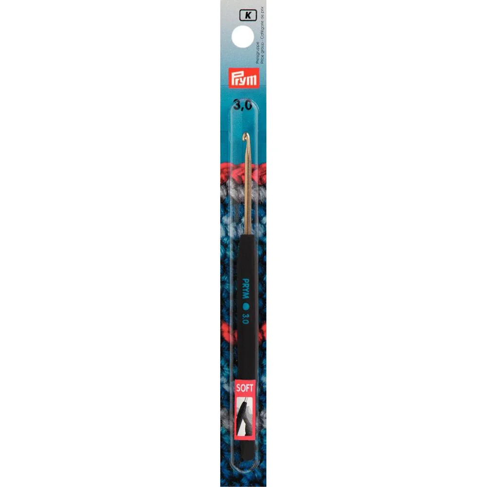 PRYM 3 mm 14 cm Aluminium Crochet Hook For Wool With Soft Handle - 195174