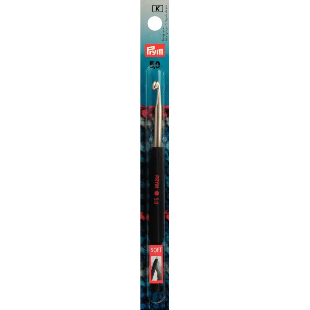 PRYM 5 mm 14 cm Aluminium Crochet Hook For Wool With Soft Handle - 195178