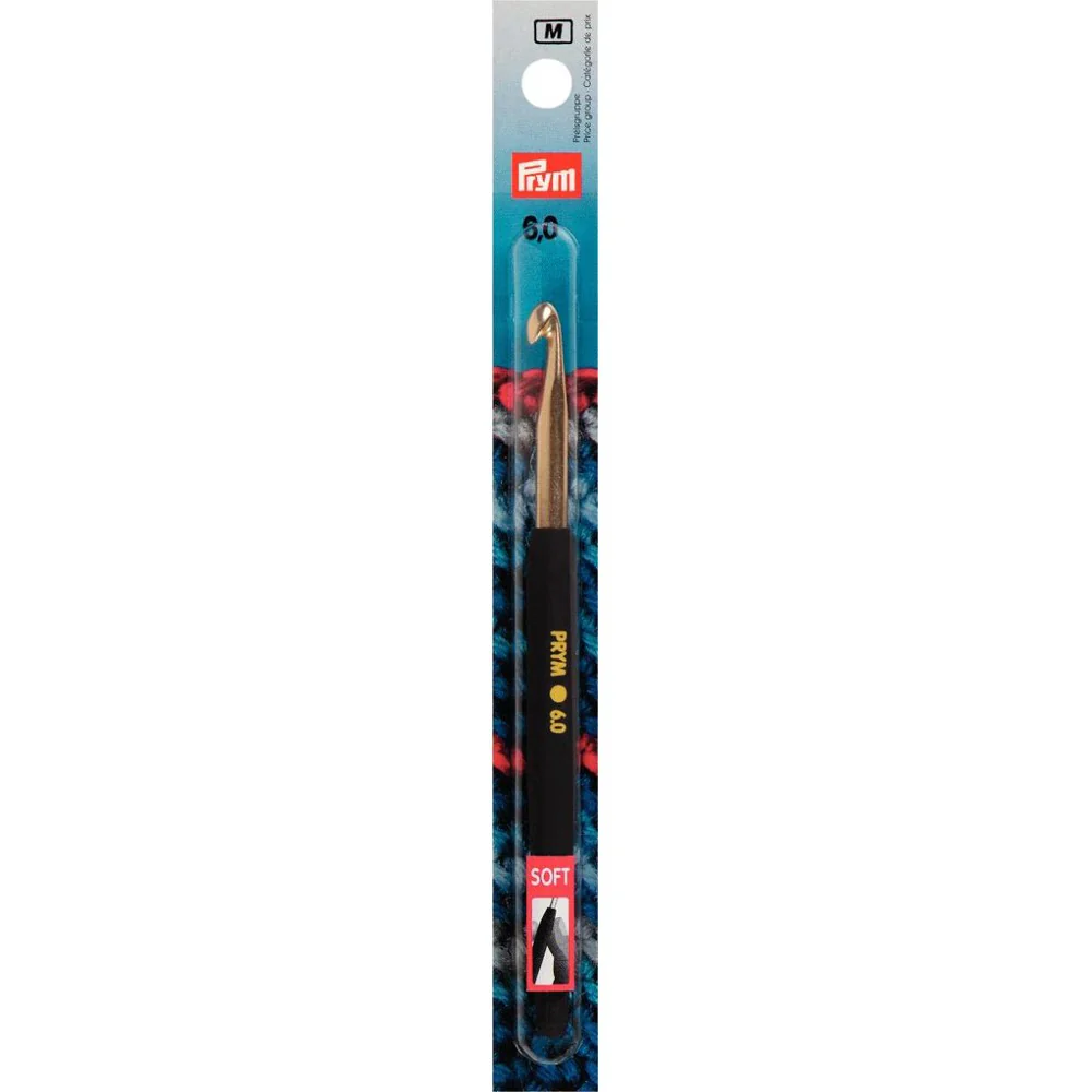 PRYM 6 mm 14 cm Aluminium Crochet Hook For Wool With Soft Handle - 195179