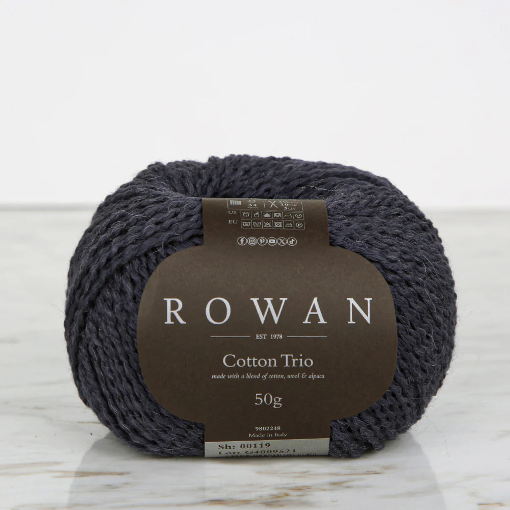 Rowan Cotton Trio Hand Knitting Yarn, Anthracite - 00119