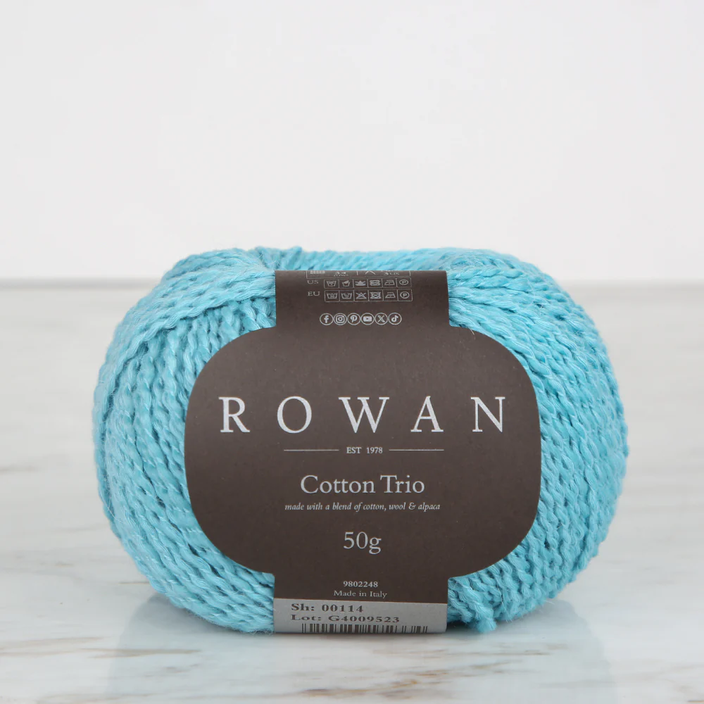 Rowan Cotton Trio Hand Knitting Yarn, Turquoise - 00114