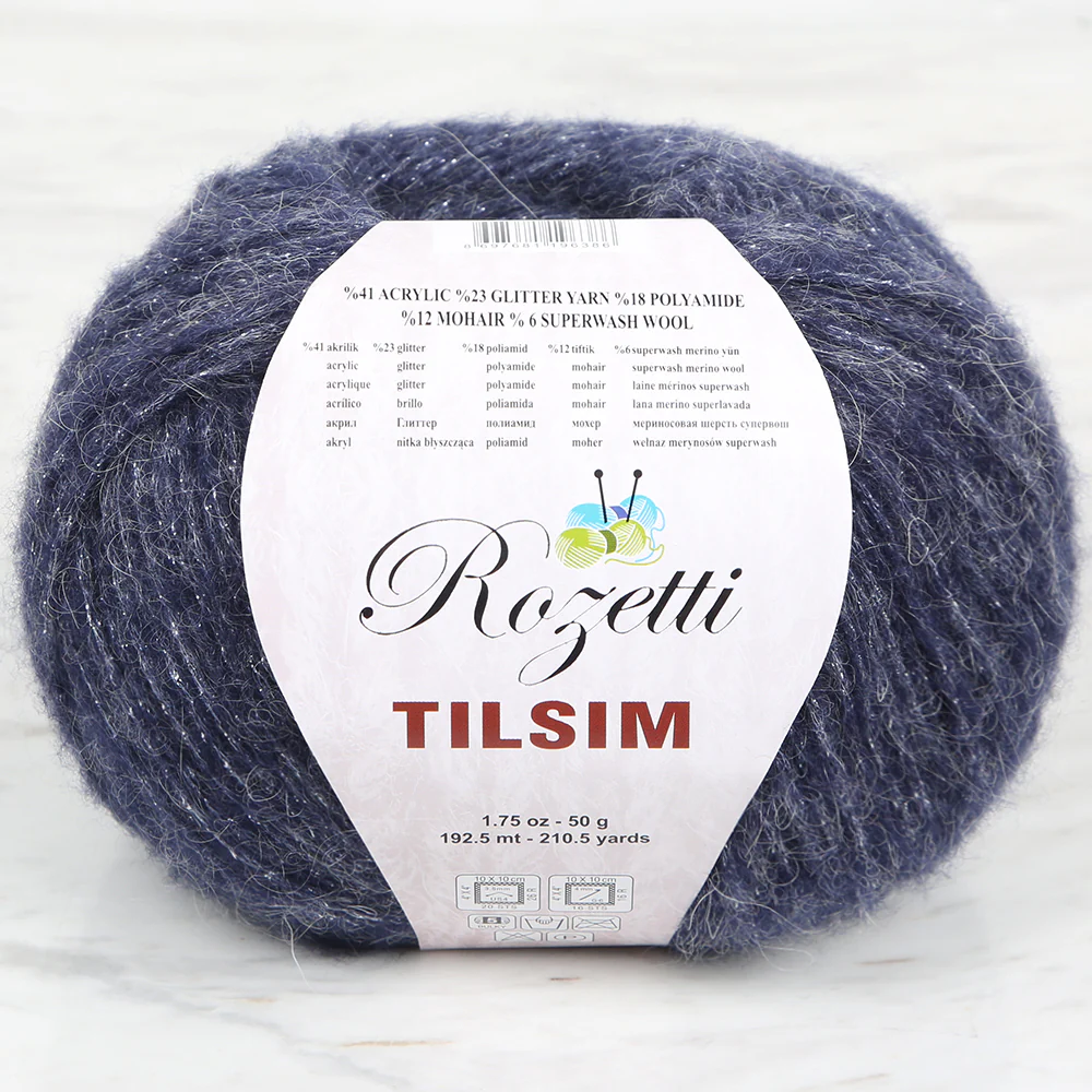 Rozetti Tılsım Glittery Hand Knitting Yarn Navy Blue - 362-10