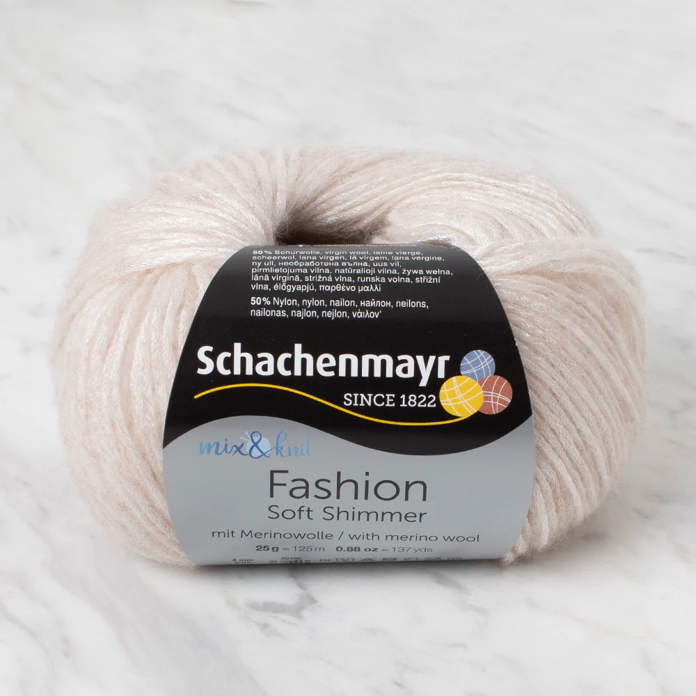 Schachenmayr Fashion Soft Shimmer 25 gr Knitting Yarn, Cream - 9807356 - 00002